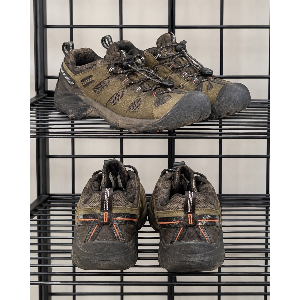 KEEN Kids Targhee‎ Low Waterproof Hiking Shoes Olive Green Black Orange Size 4Y